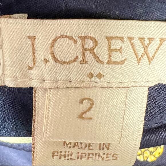 J. Crew navy blue with yellow pineapples casual A line skirt size 2 B128 - Picture 2 of 5